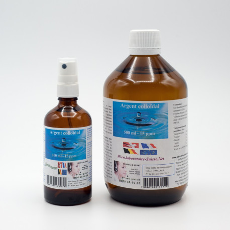 Argent Colloïdal 500ml & 100 ml à 15 PPM