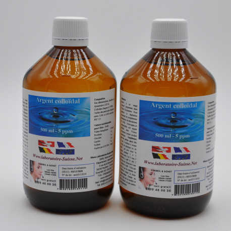 Argent Colloïdal 2 x 500 ml à 05 ppm